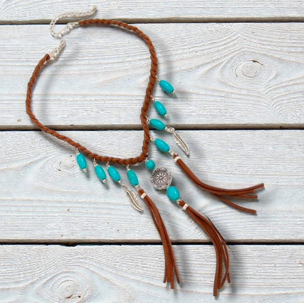 Boho Beaded Tie Necklace NWT